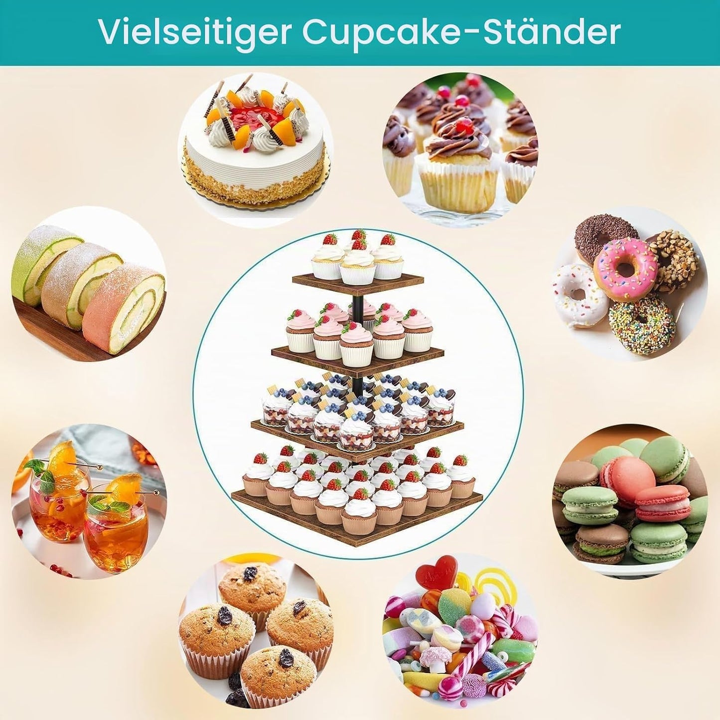 4-stöckige Etagere, Holzfarbe