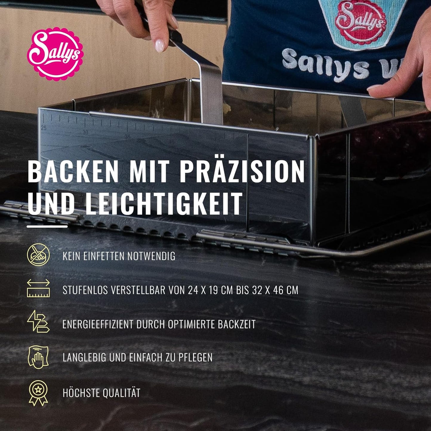 Verstellbarer Backrahmen, 24x19 cm auf bis zu 32x46 cm-10 cm Höhe Backrahmen