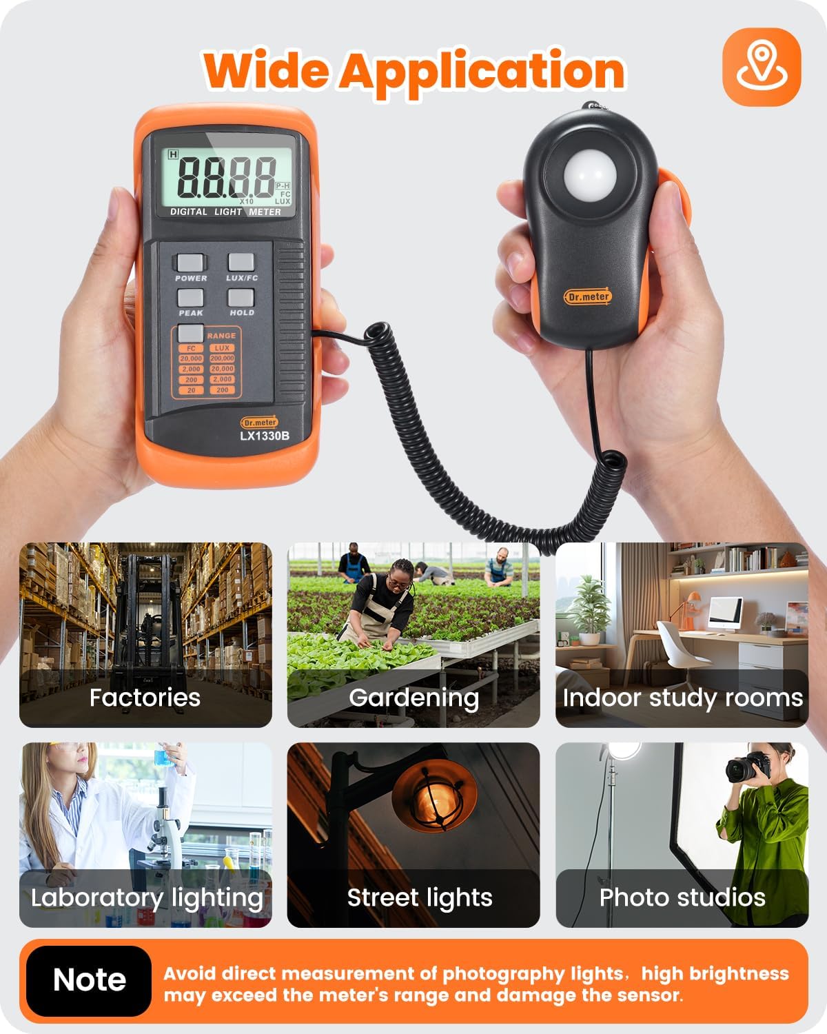 LX1330B Digital Luxmeter mit 360° Sensor