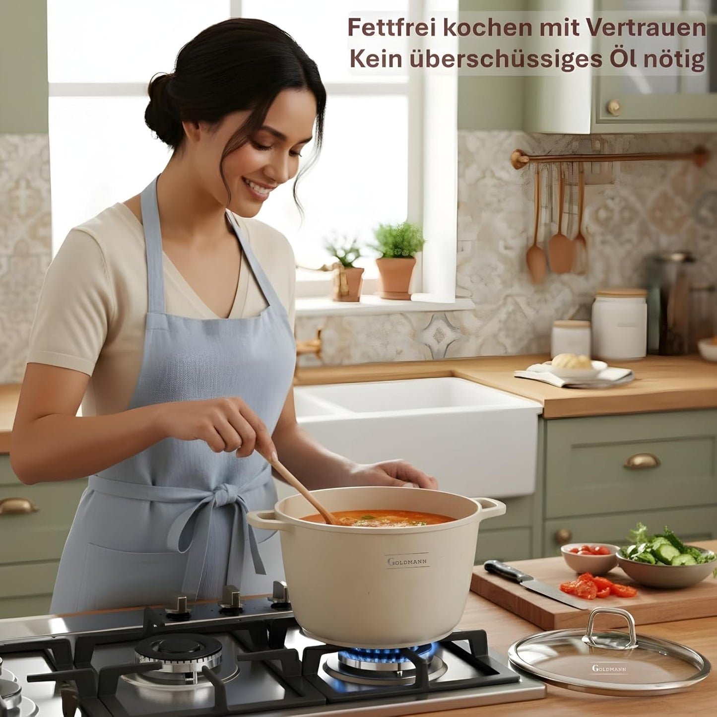 Suppentopf mit Antihaftbeschichtung, Beige 10L - Ø 28 CM