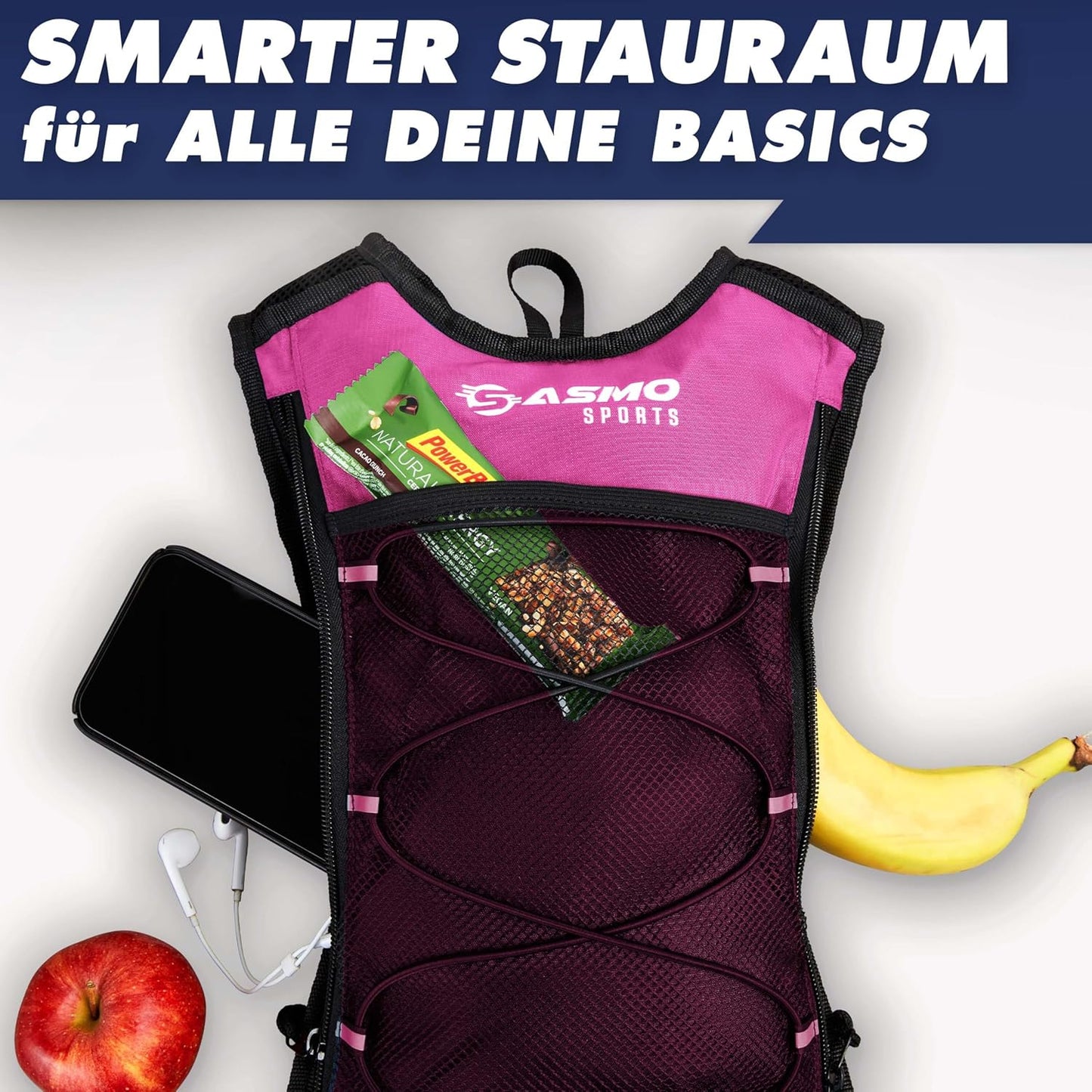Trinkrucksack mit Thermofach & Trinkblase, Pink - mit Trinkblase