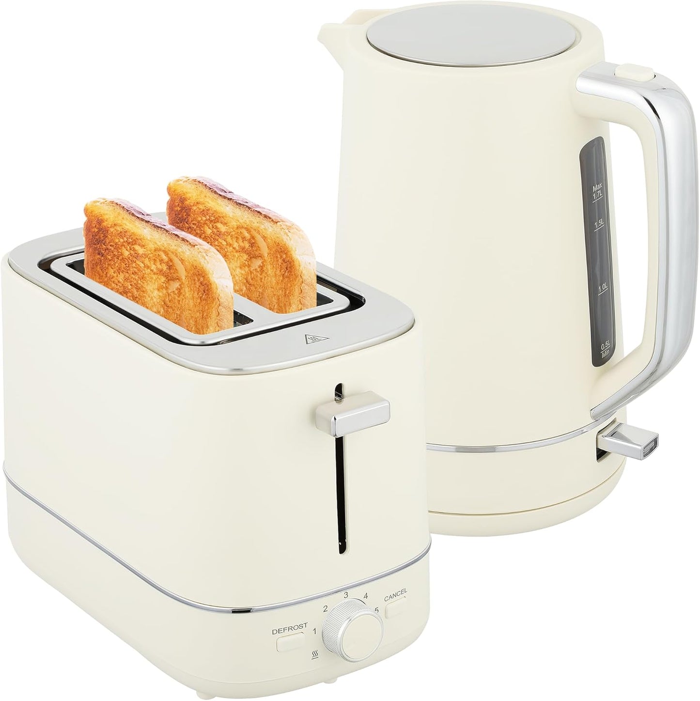 Wasserkocher Toaster Frühstücks-Set mit Kalkfilter, Beige