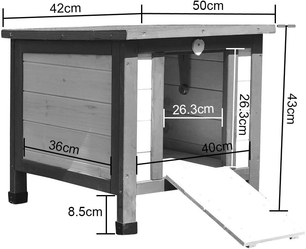 Katzenhaus mit klappbarem Dach und Rampe, Grau
