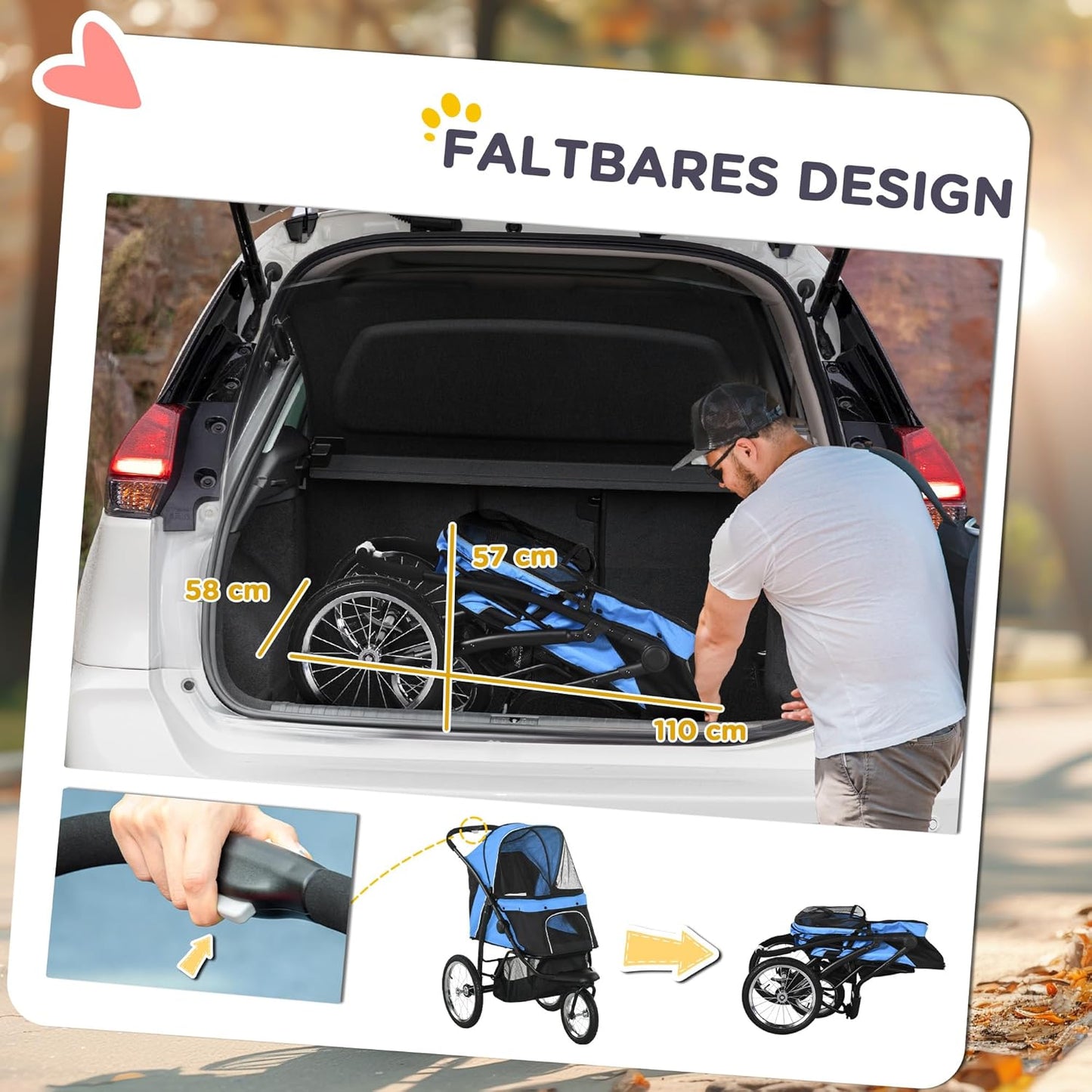 Klappbarer Hundewagen, Blau