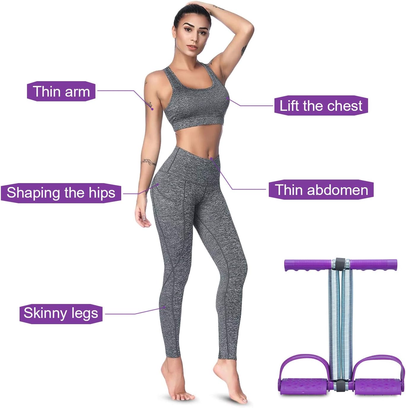 Multifunktionales Fitnessgerät mit Zugseil, Lila