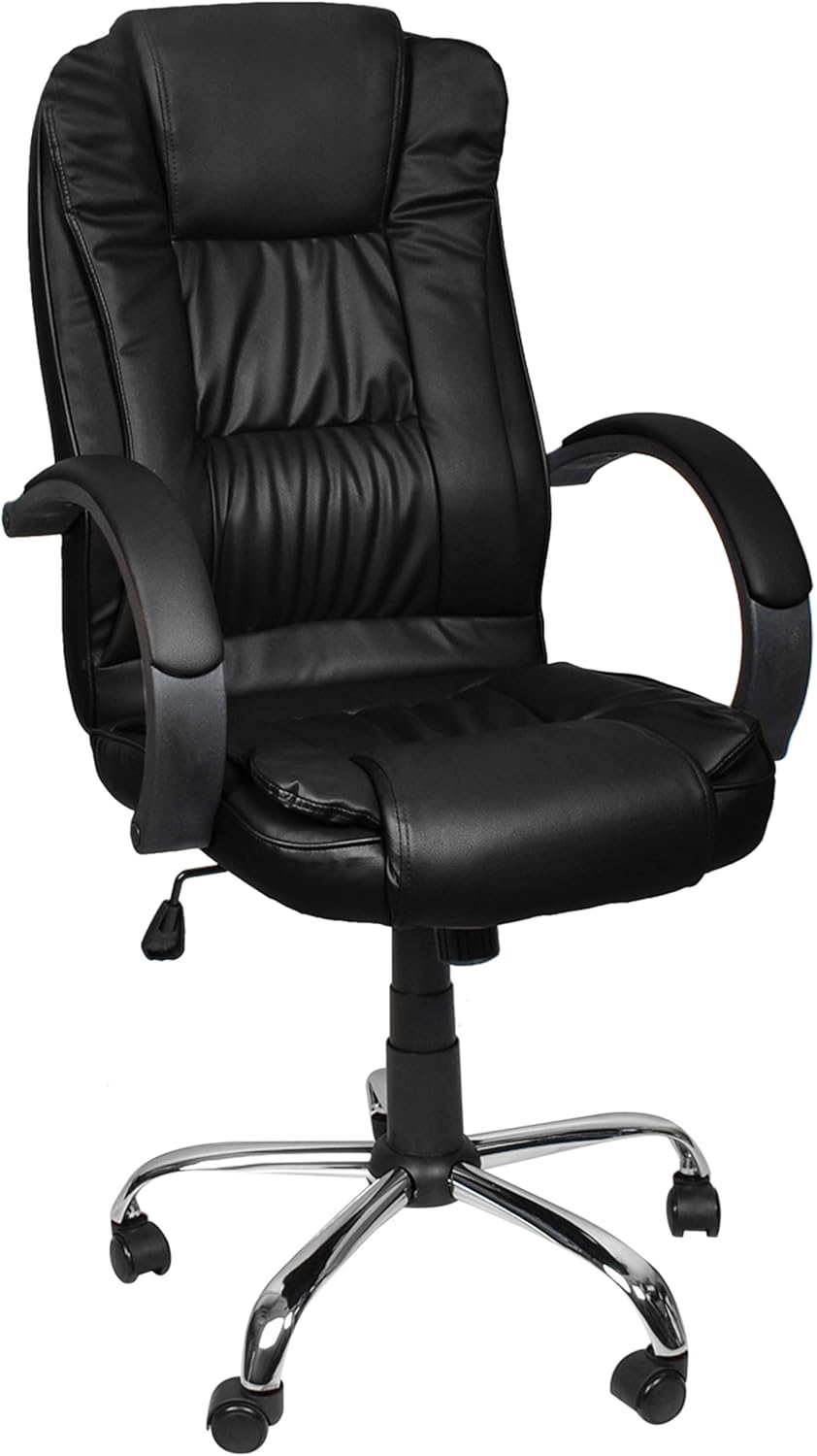 Ergonomischer Chefsessel mit Kunstlederbezug, Schwarz