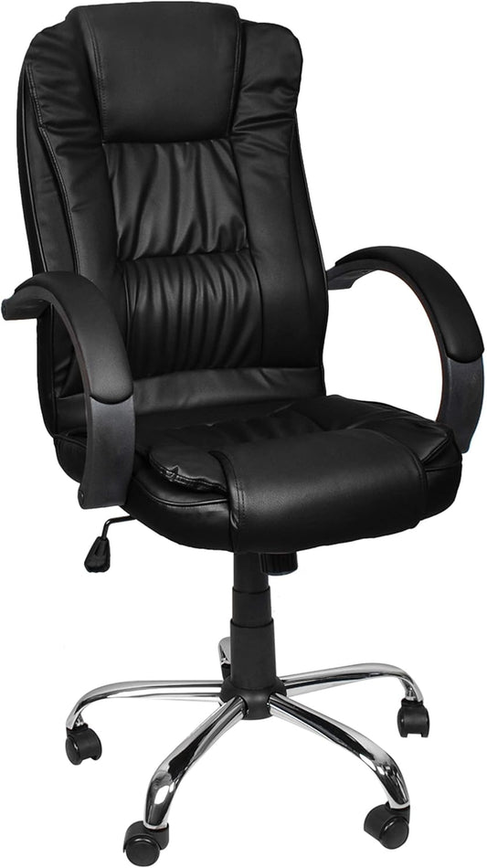Ergonomischer Chefsessel mit Kunstlederbezug, Schwarz