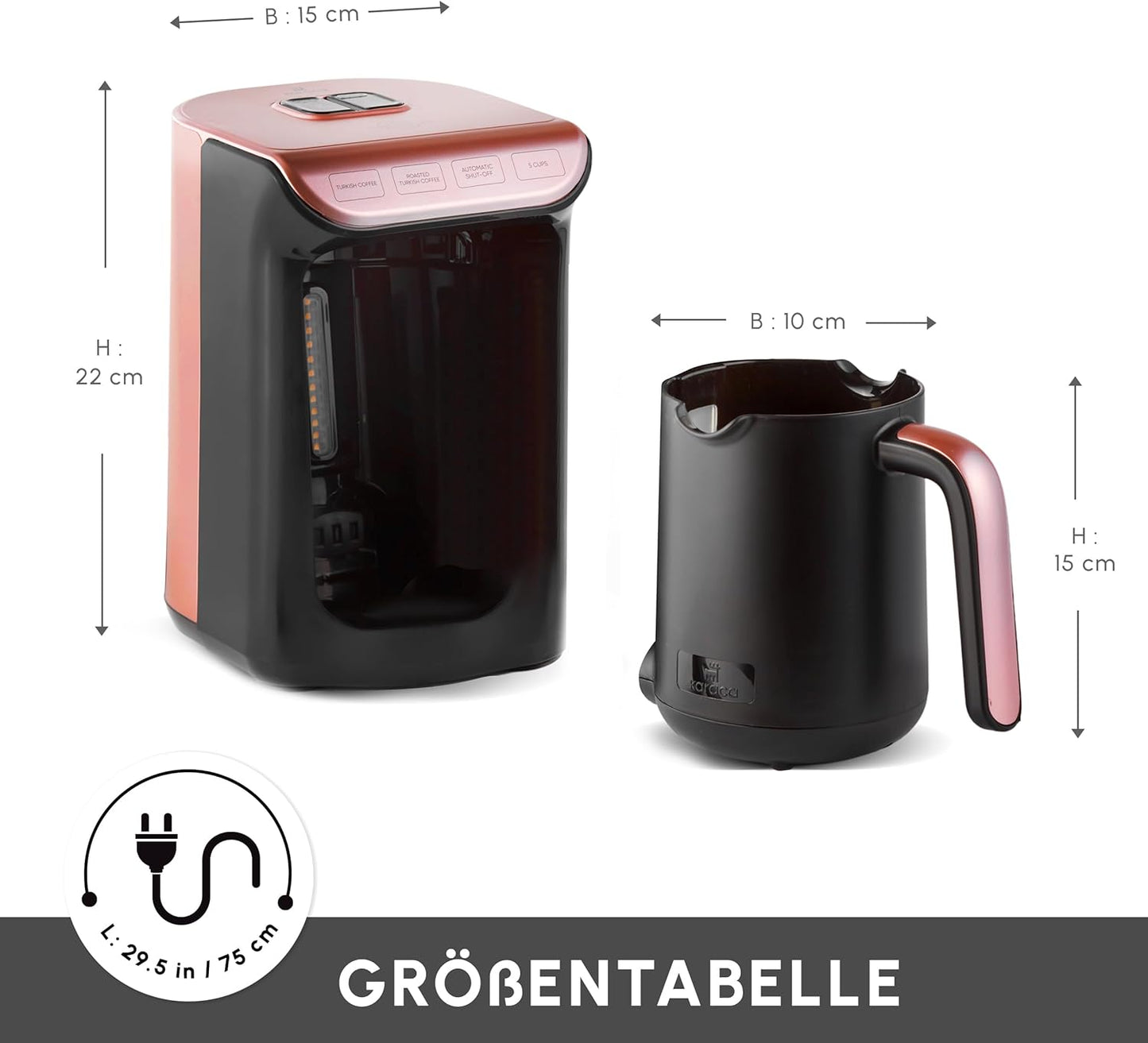 Hatır Köz Türkische Kaffeemaschine mit Milchfunktion, Roségold