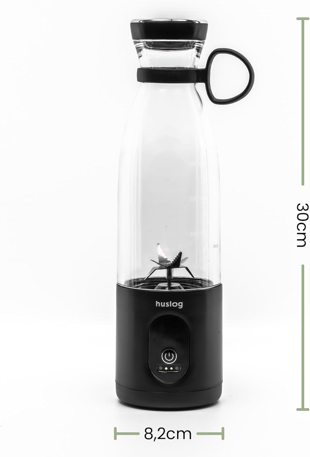 Portable Blender TO GO 315W HUS1026, Schwarz 8.2 cm x 8.2 cm x 30 cm