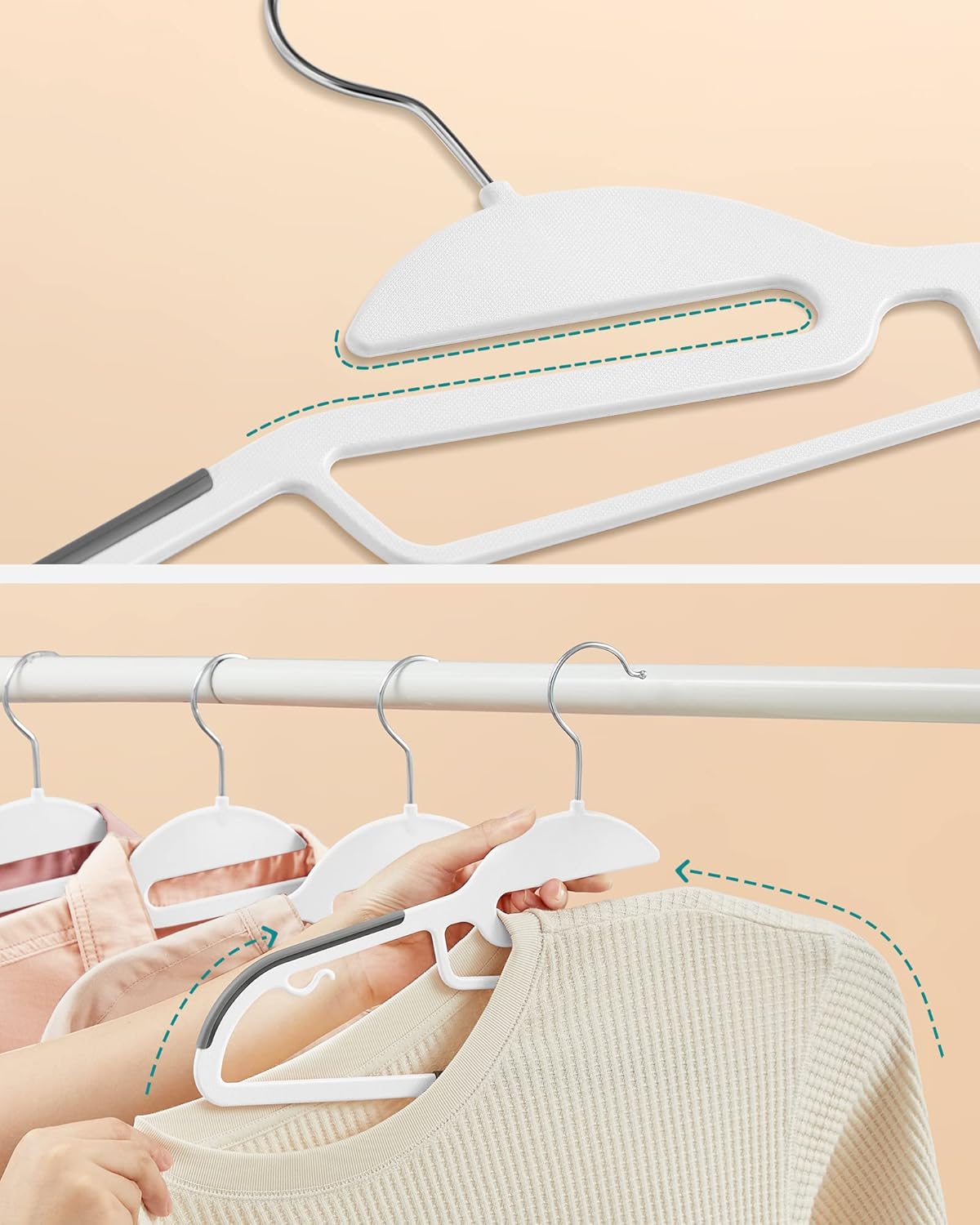 20-teiliges Kleiderbügel-Set, Weiss + Dunkelgrau 20 Stück