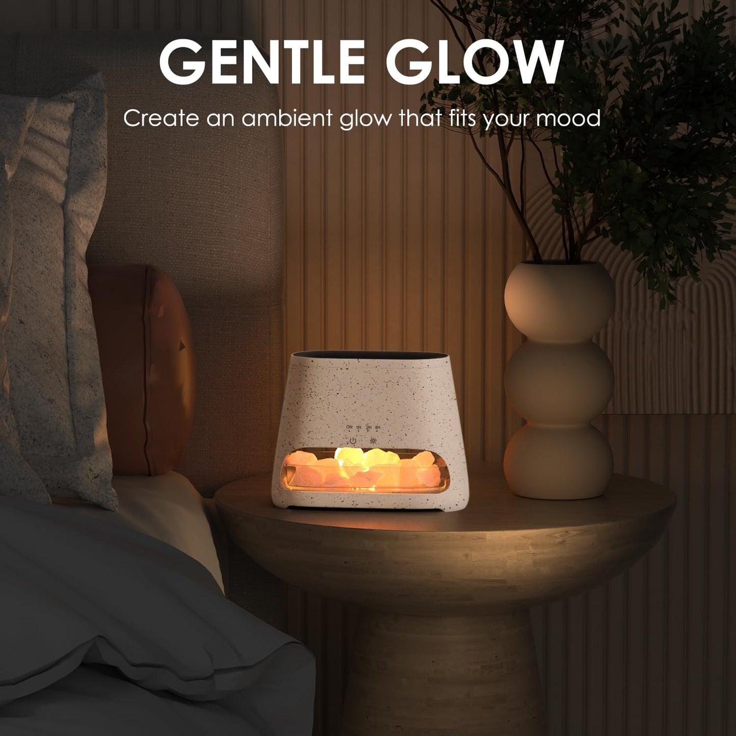 2-in-1 Aroma Diffuser mit Flammeneffekt und Luftbefeuchter, Grauweiss