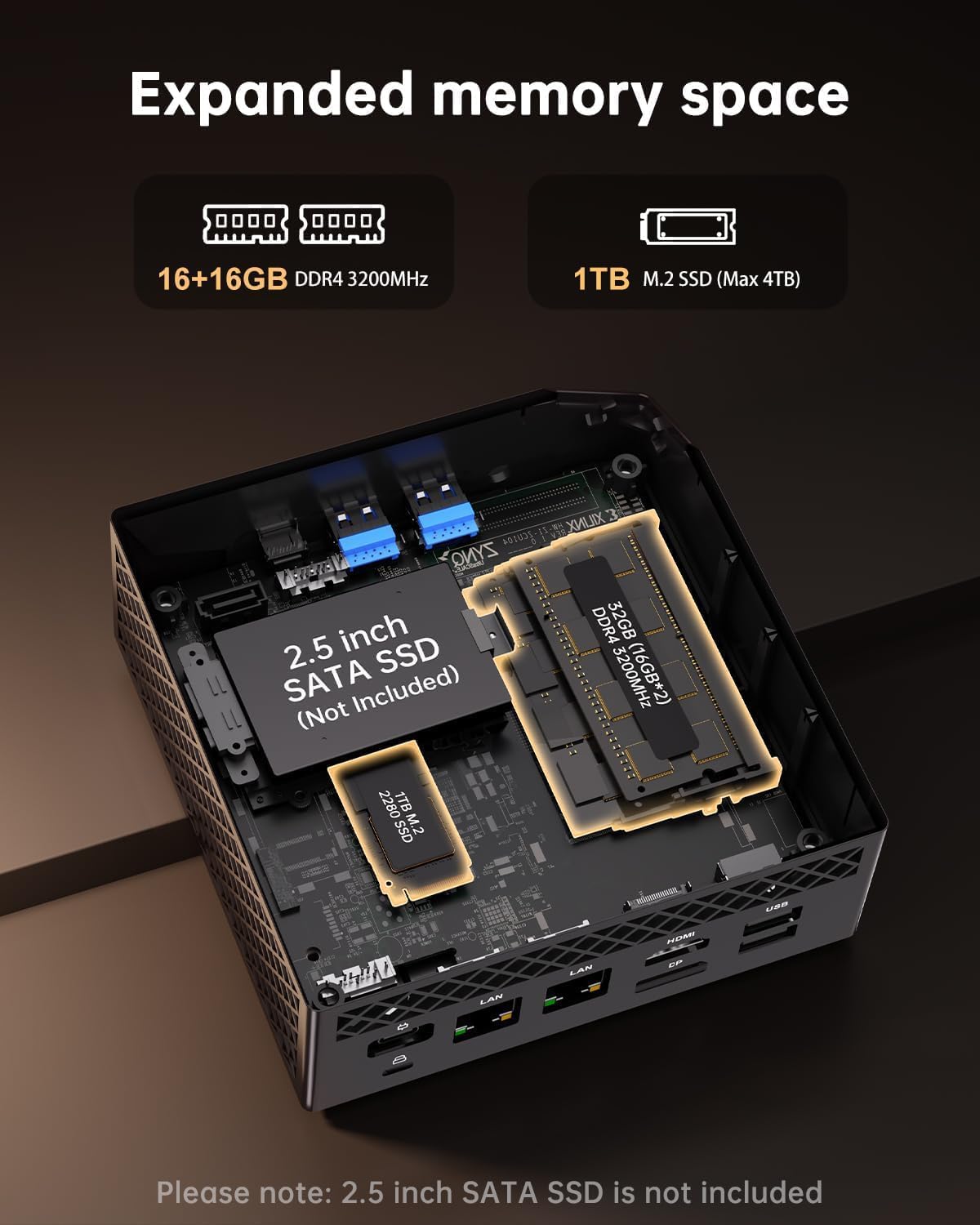 Mini PC AM06 PRO mit Ryzen 7 5825U, 5825U/ 32GB RAM + 1024GB SSD