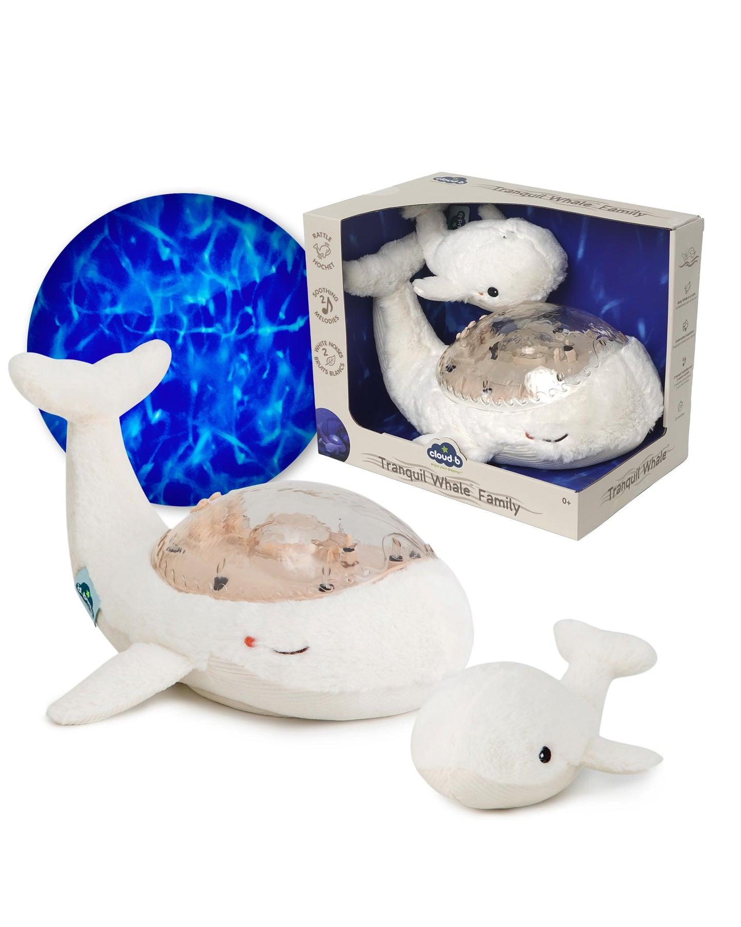Nachtlicht Meeresbodenprojektor mit Geräuschen, Tranquil Whale Family – Weiss Einheitsgrösse