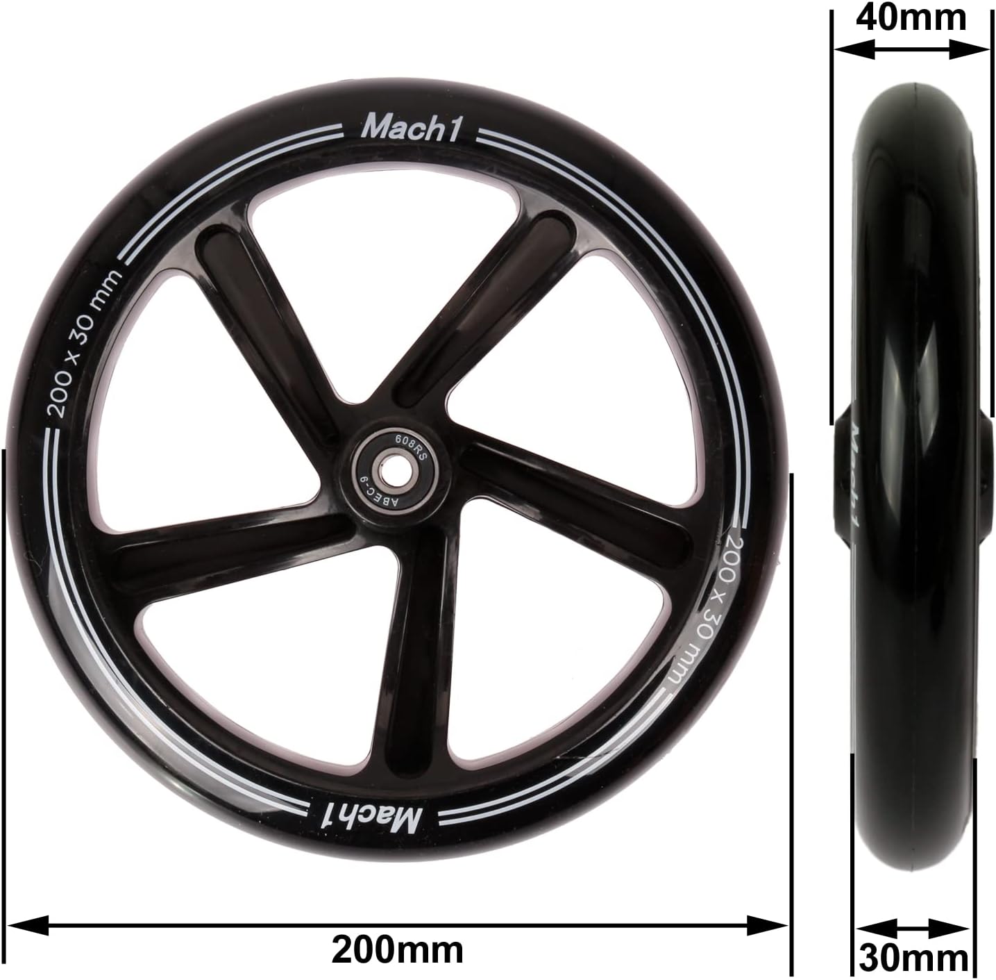 Rollen-Set für Kickscooter, 200x30mm ohne LED