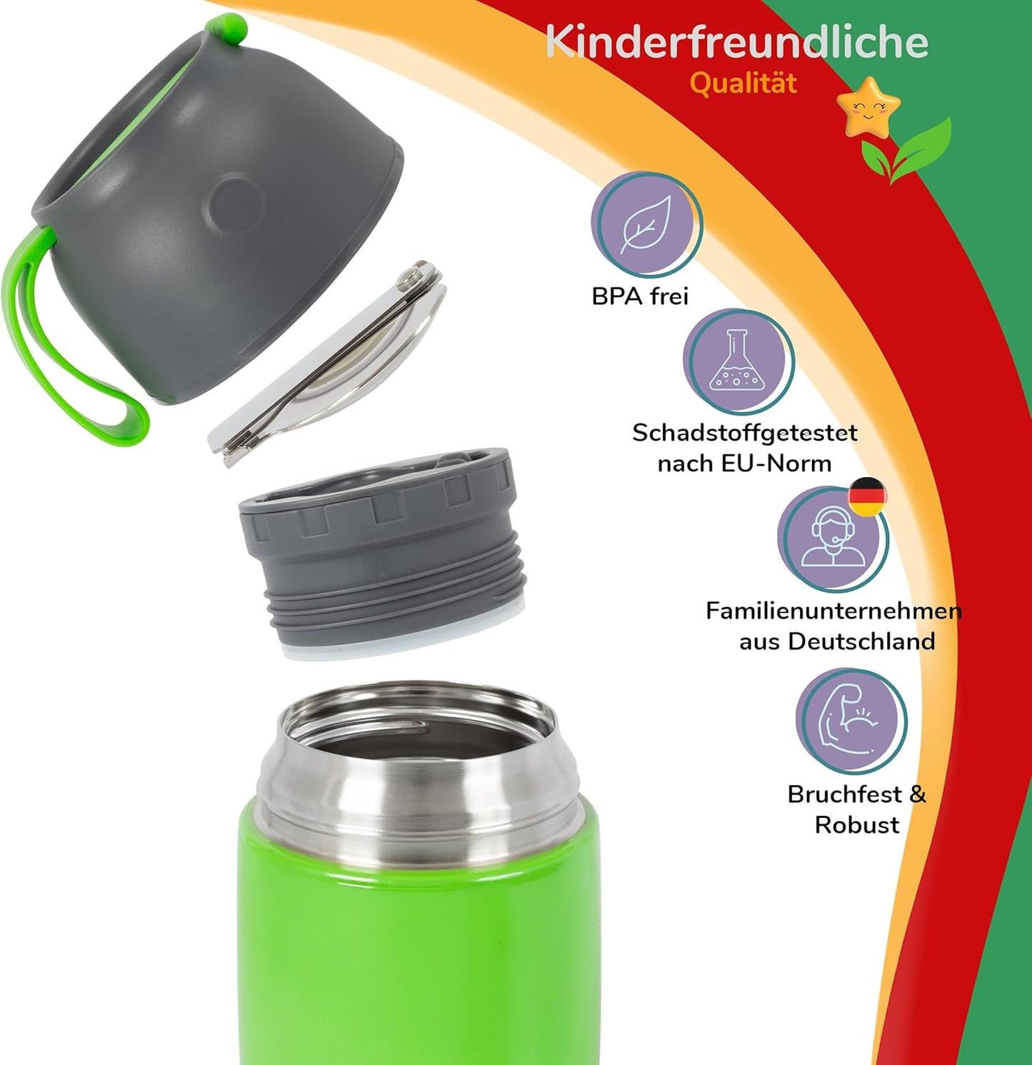 Thermobecher für Speisen und Getränke, 500ml, Felix Feuerwehrmann (Grün)