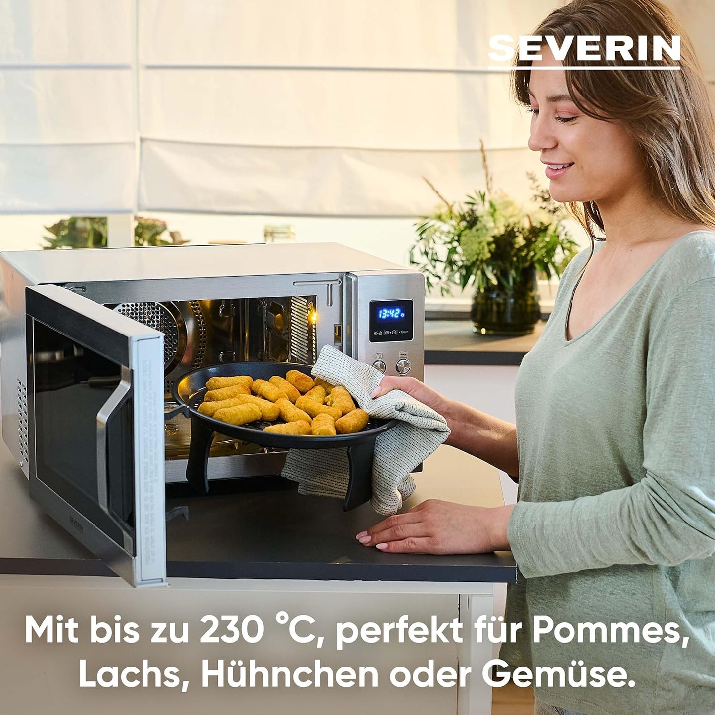 Mikrowelle mit Heissluft und Grillfunktion, 4-in-1 mit Air Fry Funktion