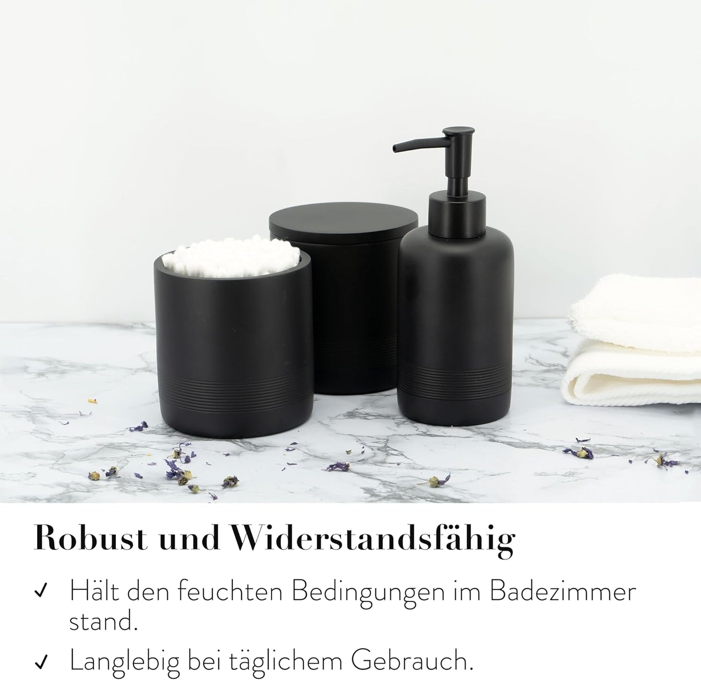 6-teiliges Badezimmer-Organizer-Set, Schwarz-matt