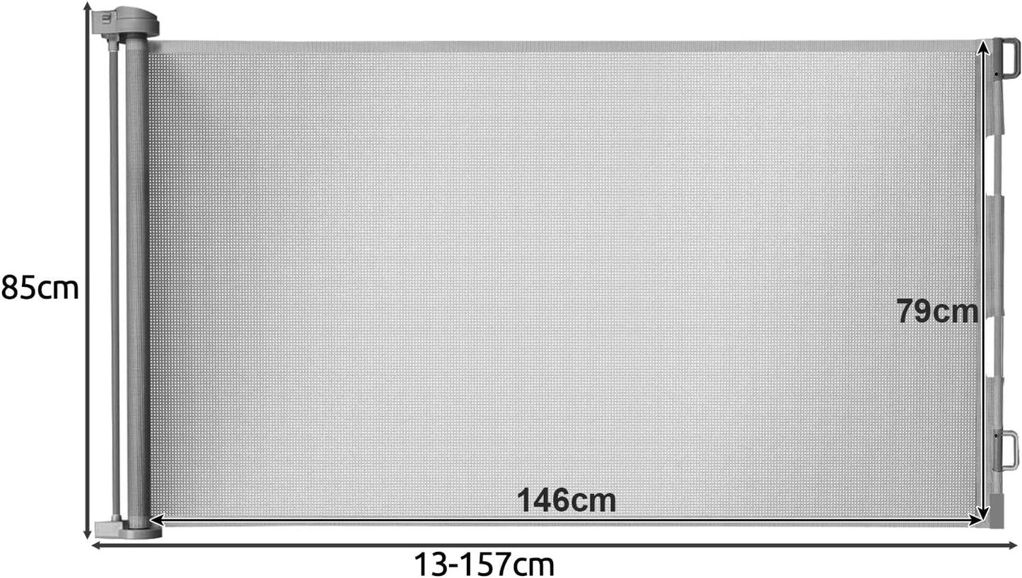 Ausziehbares Treppenschutzgitter bis 140 cm, Grau, 140cm