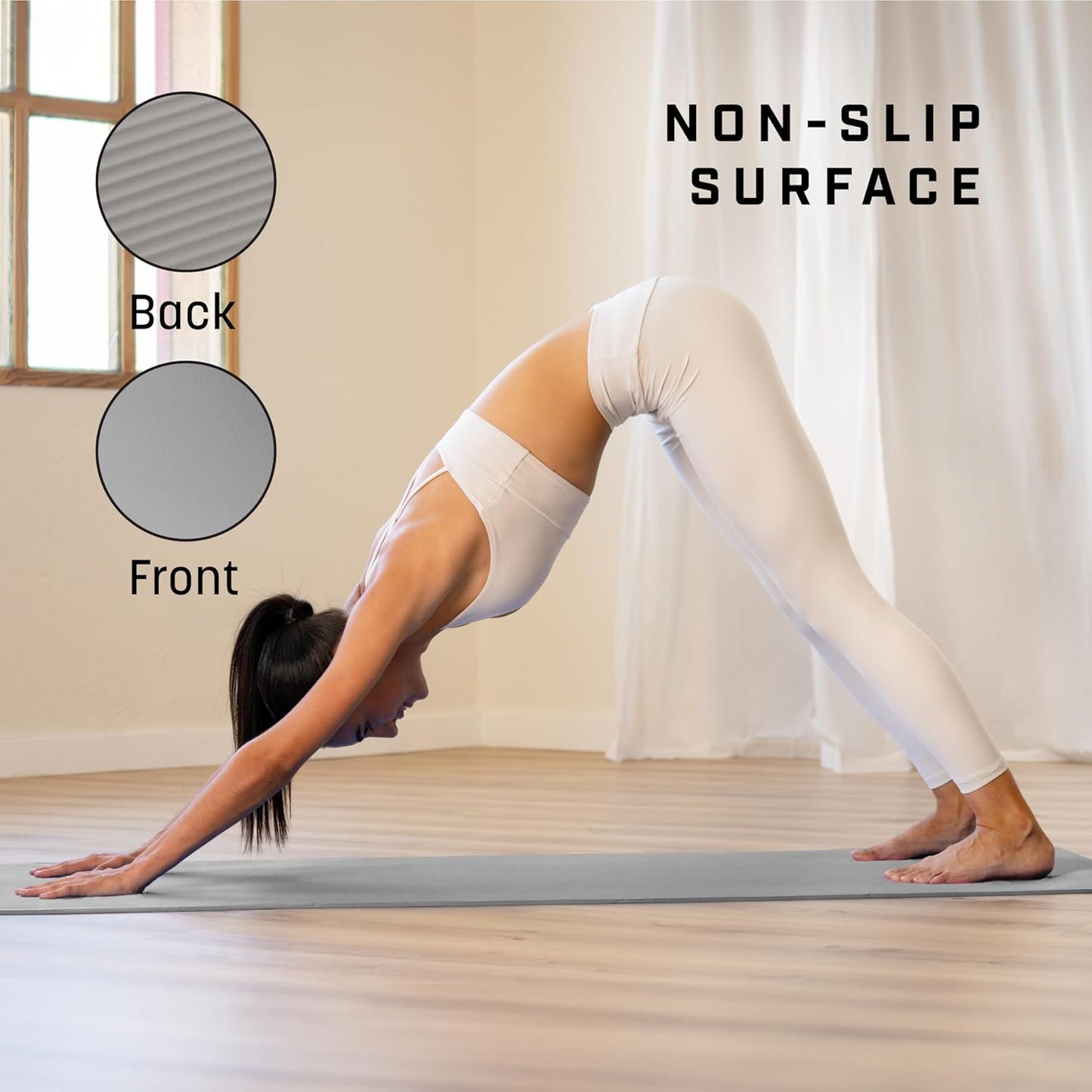 Rutschfeste Yogamatte mit Tragegurt, Grey