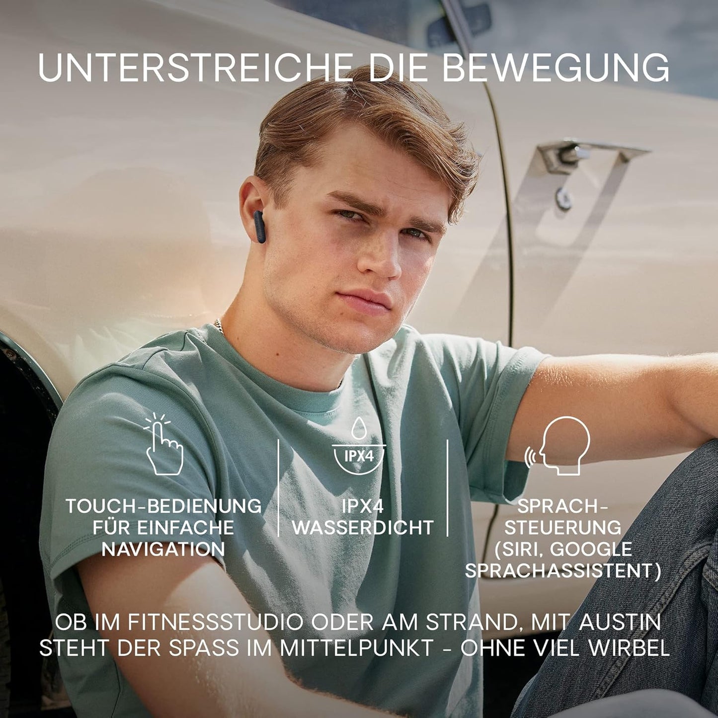 Kabellose True Wireless Earbuds mit Touch-Bedienung, Lila
