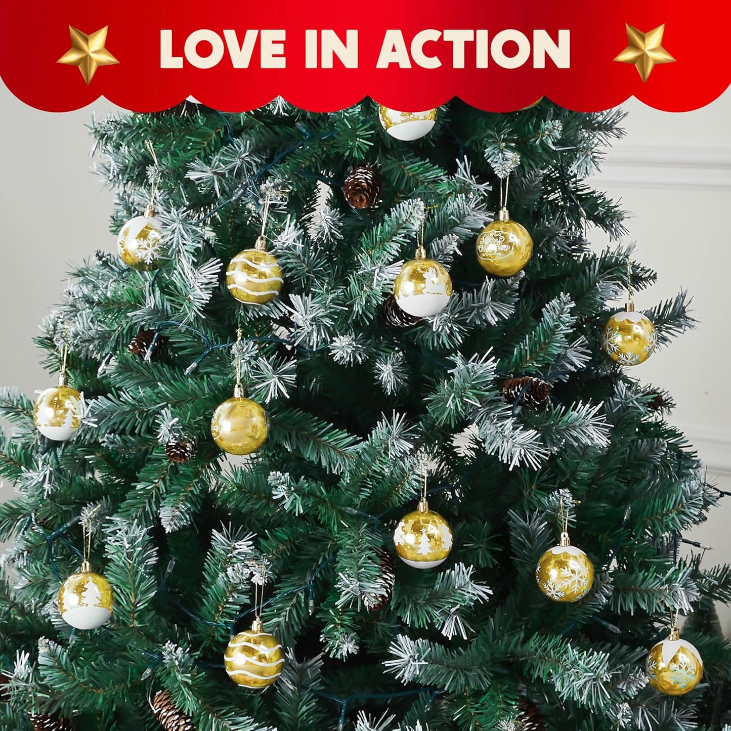 Weihnachtskugel-Ornament-Set, bruchsicher, Gold 24