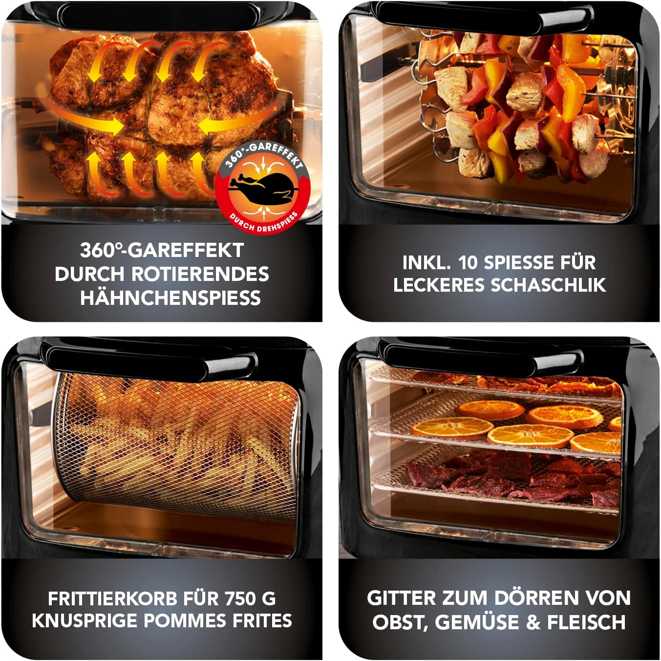 Heissluftfritteuse, Schwarz