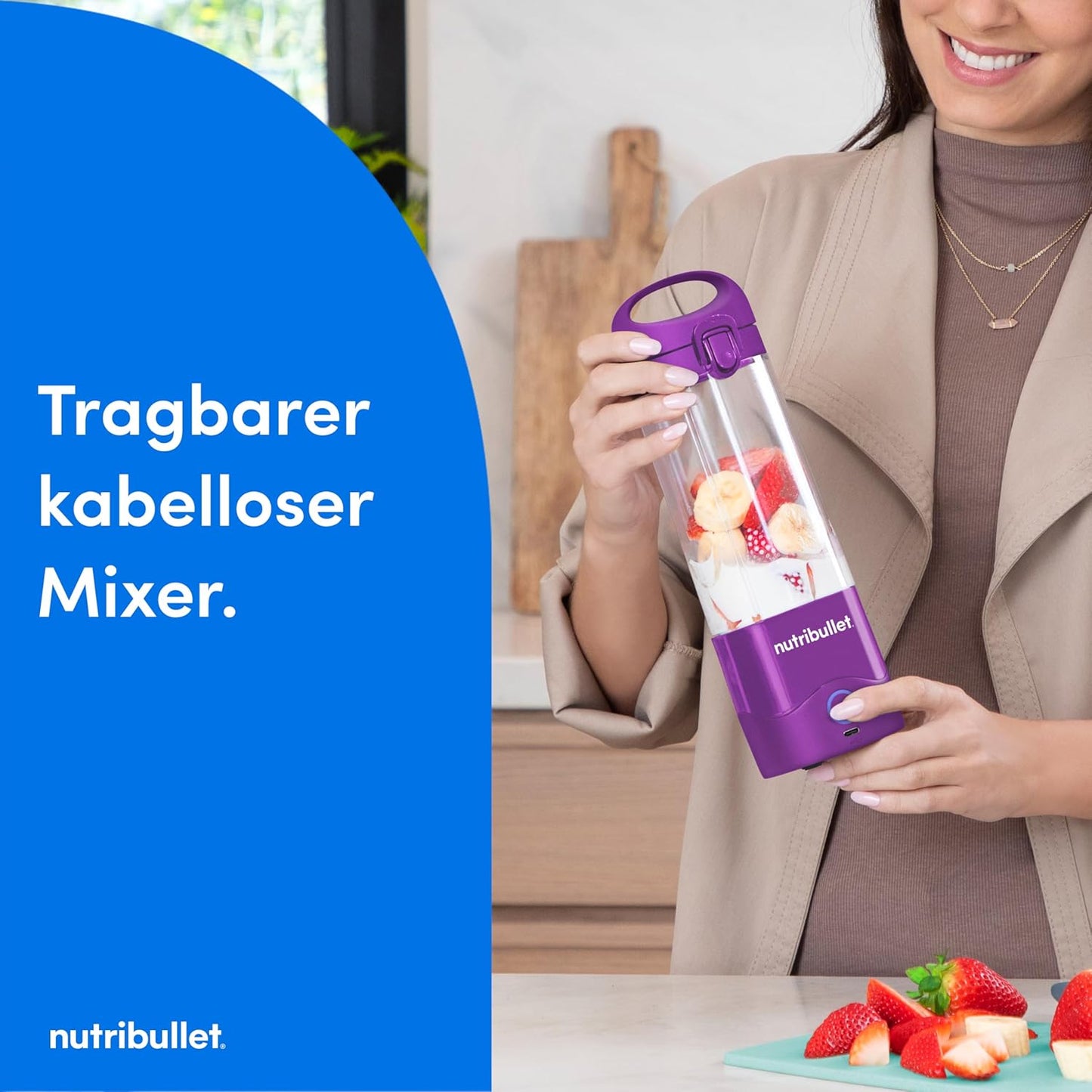 Tragbarer Smoothie-Mixer mit Becher, Lila