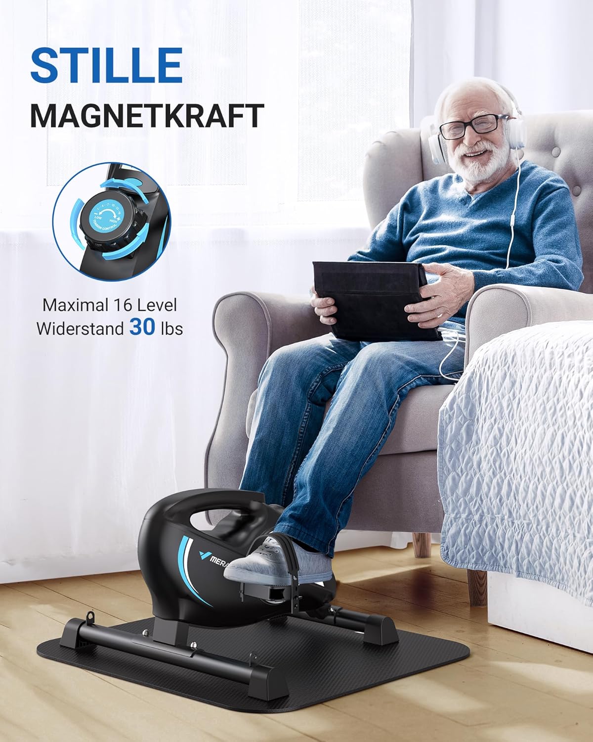 Pedaltrainer mit Widerstandsbändern und Matte, S04B1