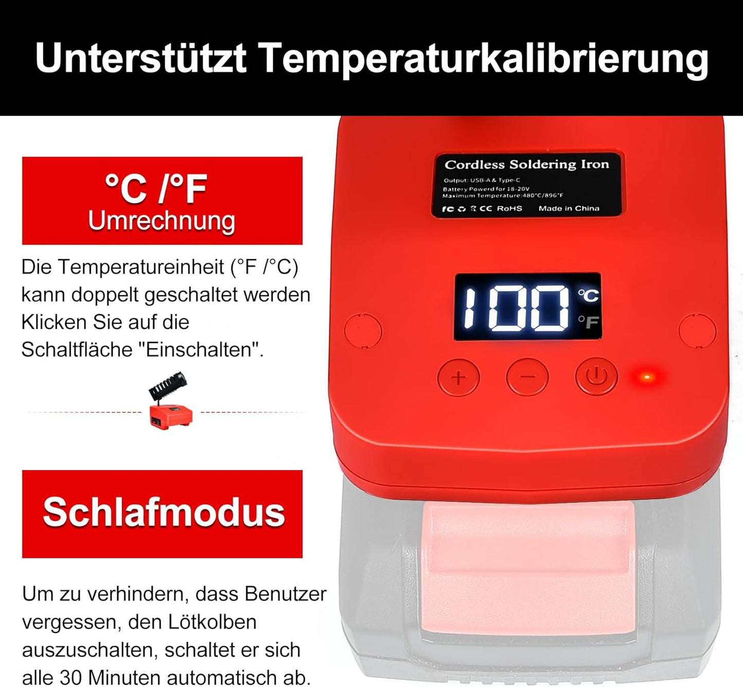 Akku-Lötkolben-Set, Rot- für Pxc 18v