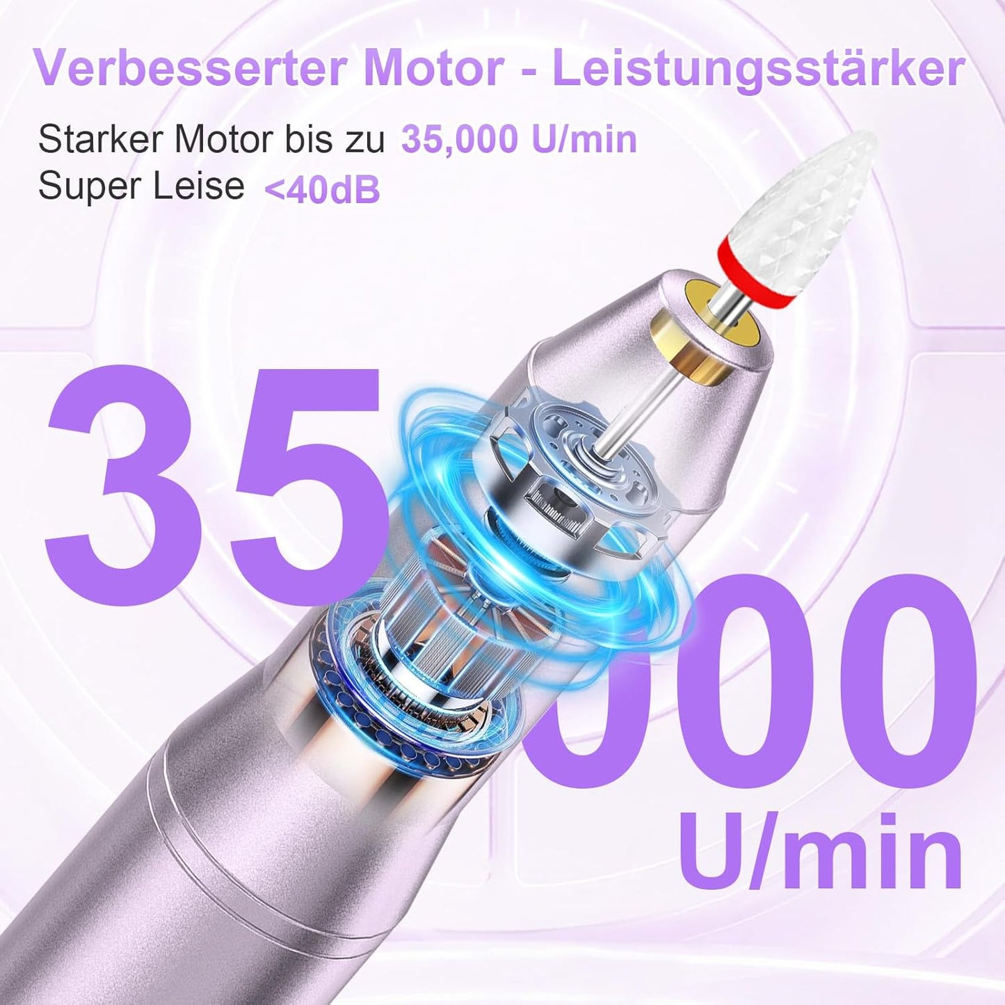 Nagelfräser mit 5 Geschwindigkeiten, Lila