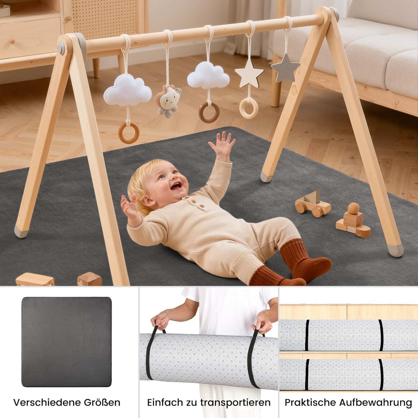 Krabbelmatte Baby, Dunkelgrau 150cmx200cm