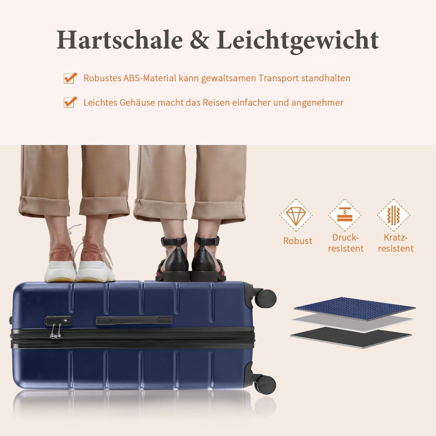 3-teiliges Hartschalenkofferset, Xlx-blau