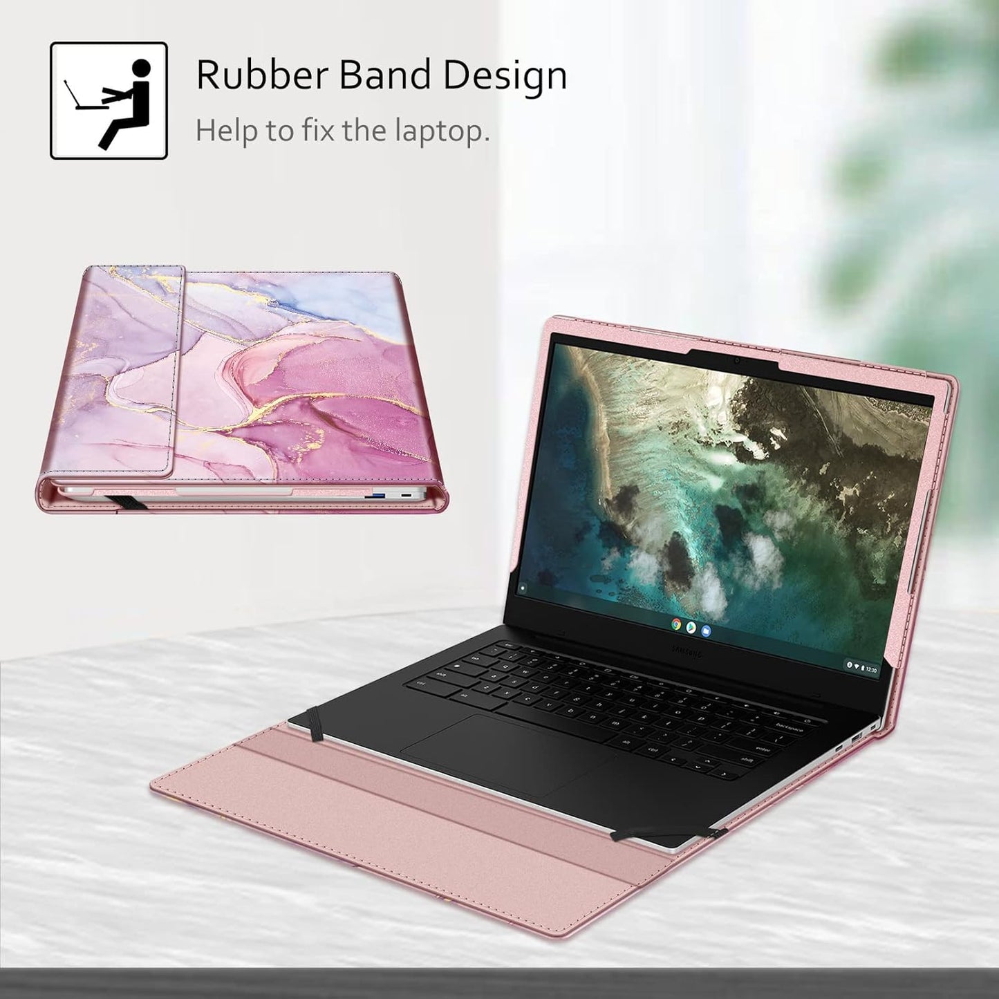 Schutzhülle für Galaxy Chromebook Go, Glitzernder Marmor
