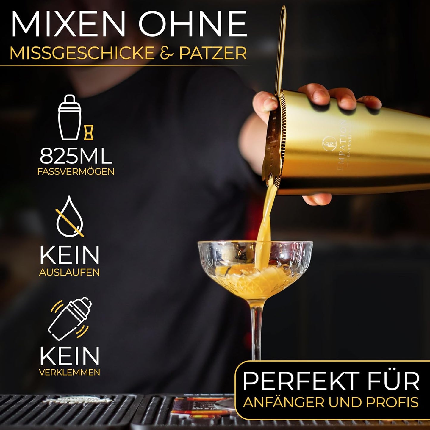 Cocktail-Set mit Gestell, Mit Gestell Gold