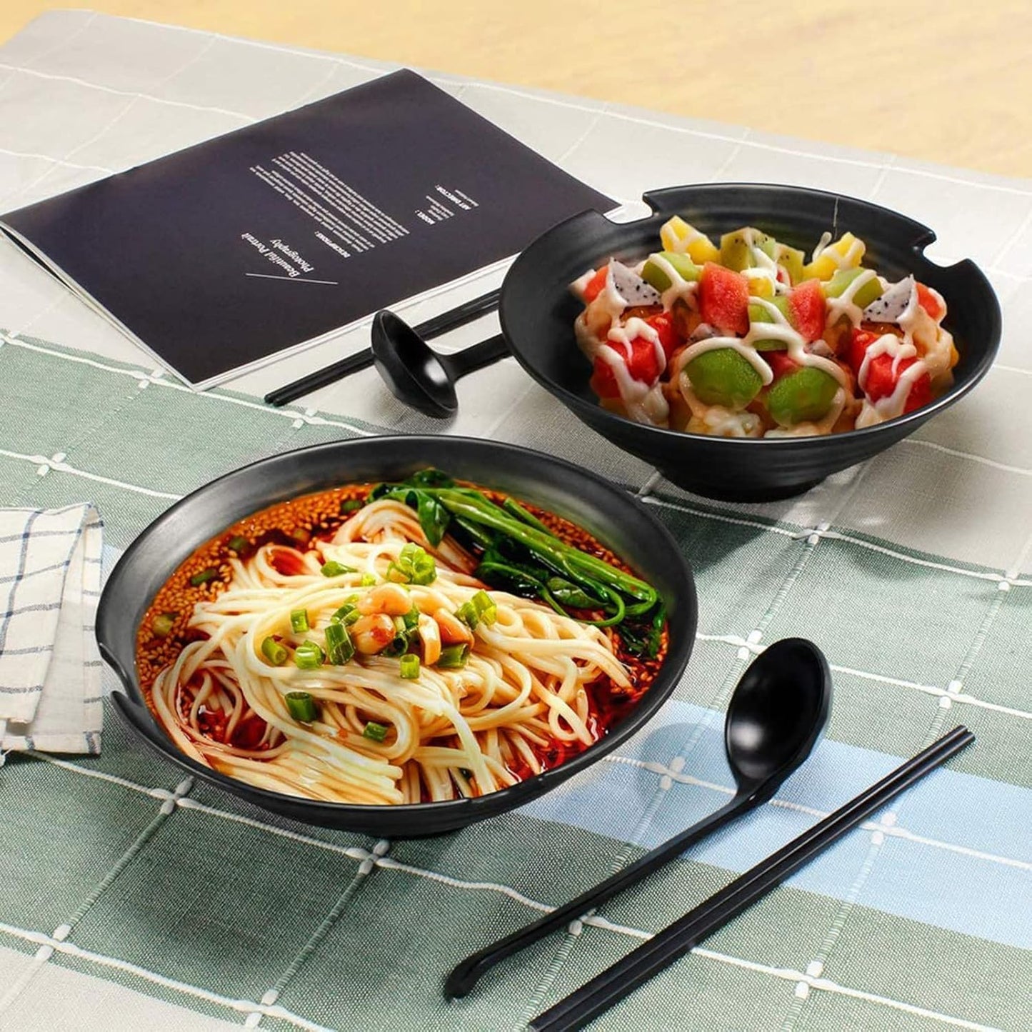 Ramen Schüssel Set mit Löffel & Essstäbchen (2 Stück)