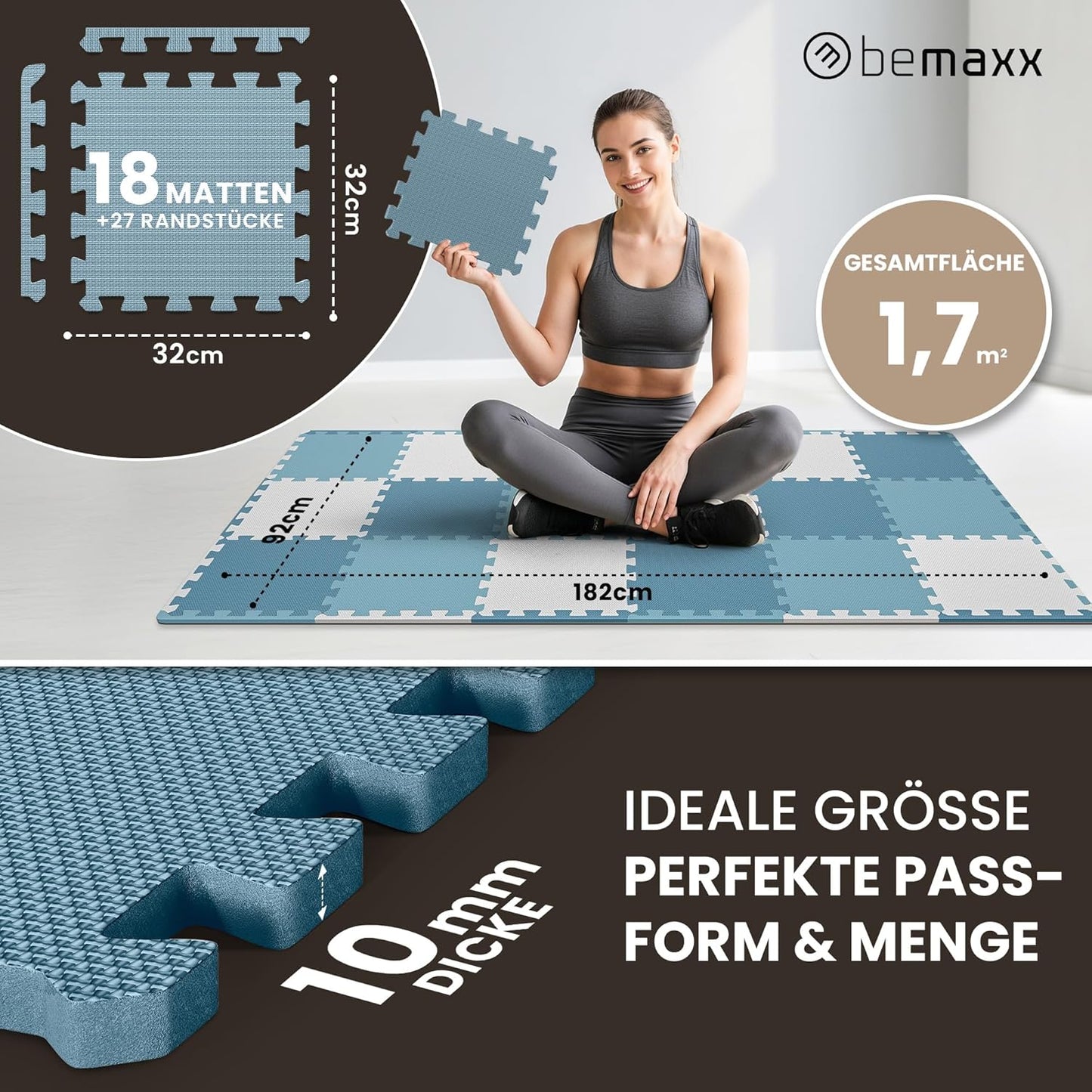 Bodenschutz-Puzzlematten-Set, 18 Stück
