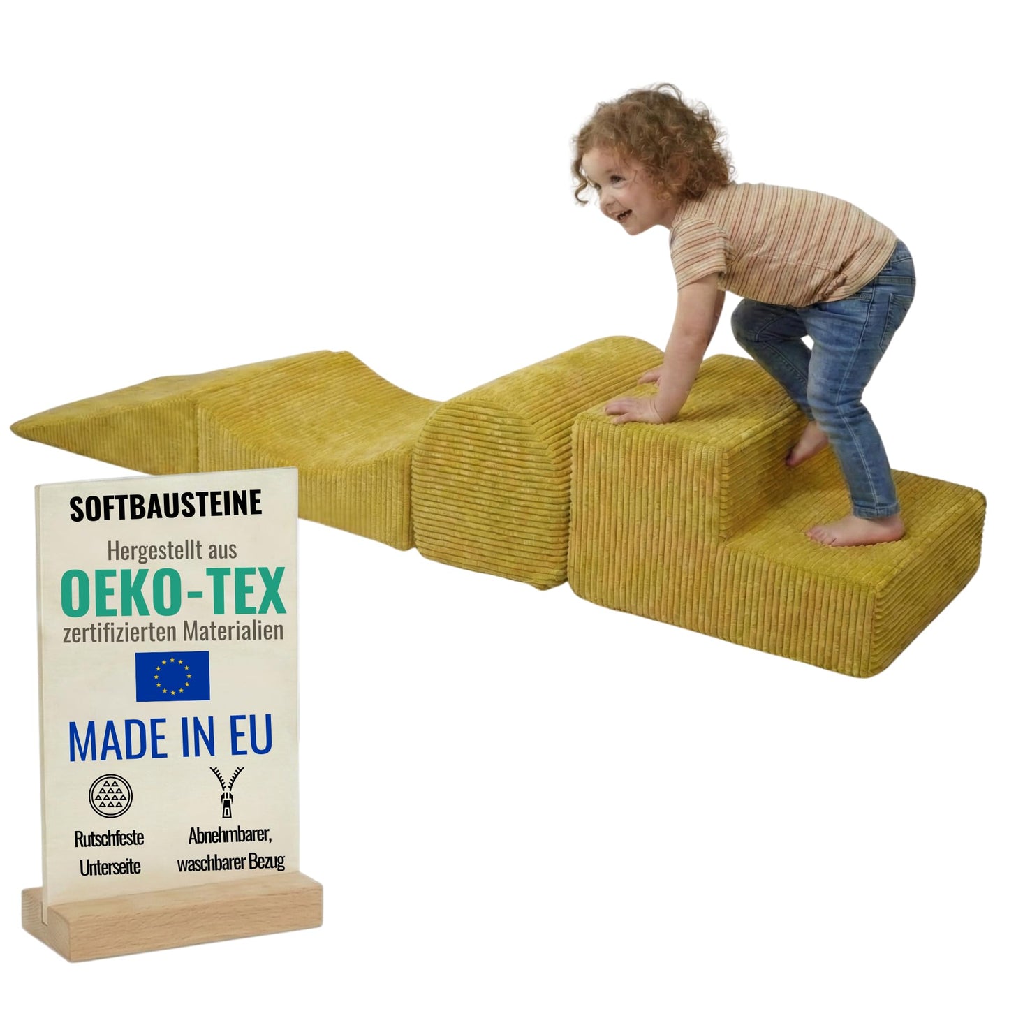 4-teiliges Schaumstoff-Baustein-Set für Kinder, Gelb