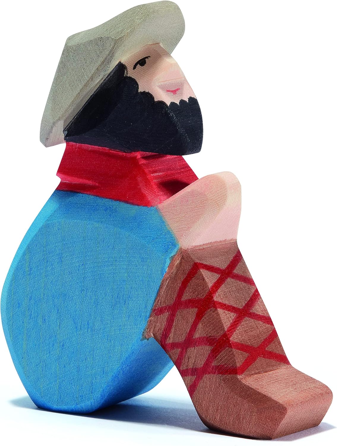 Holz-Krippenfigur sitzender Hirte (10,5 cm)