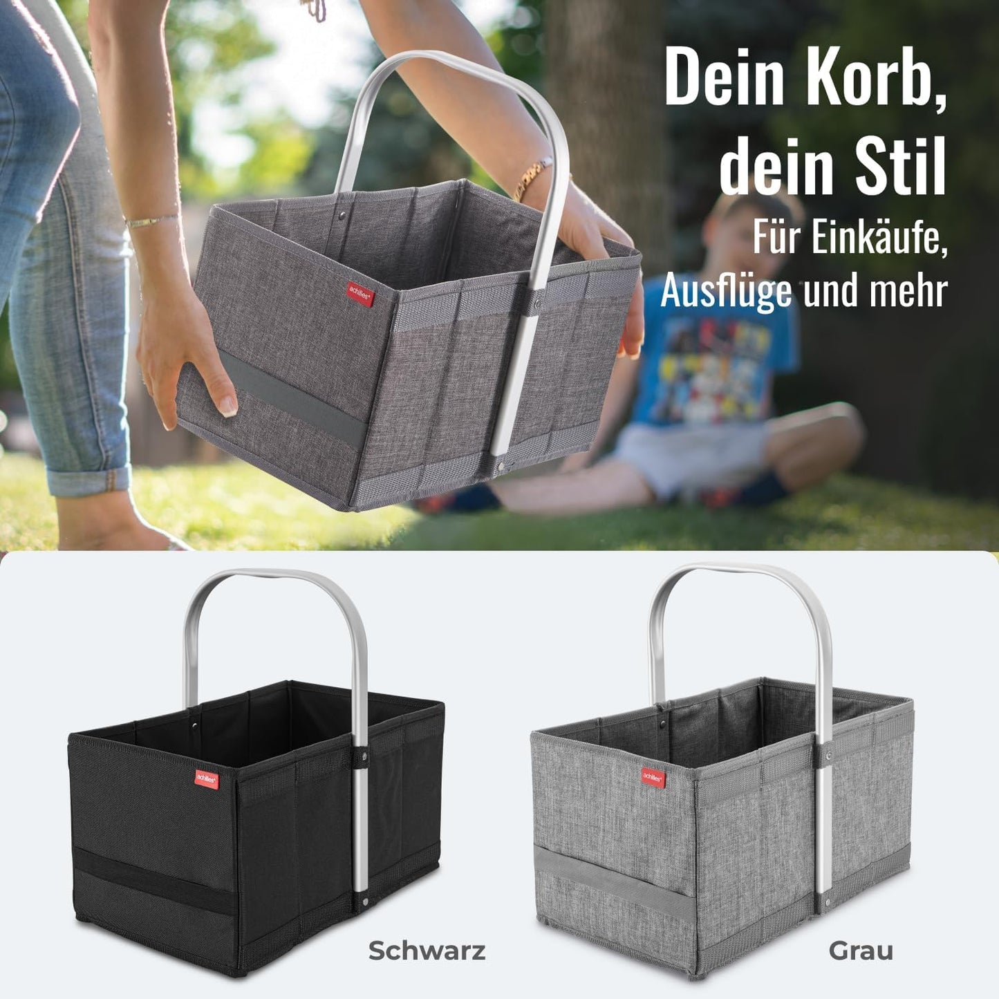 Klappbarer Einkaufskorb, Grau