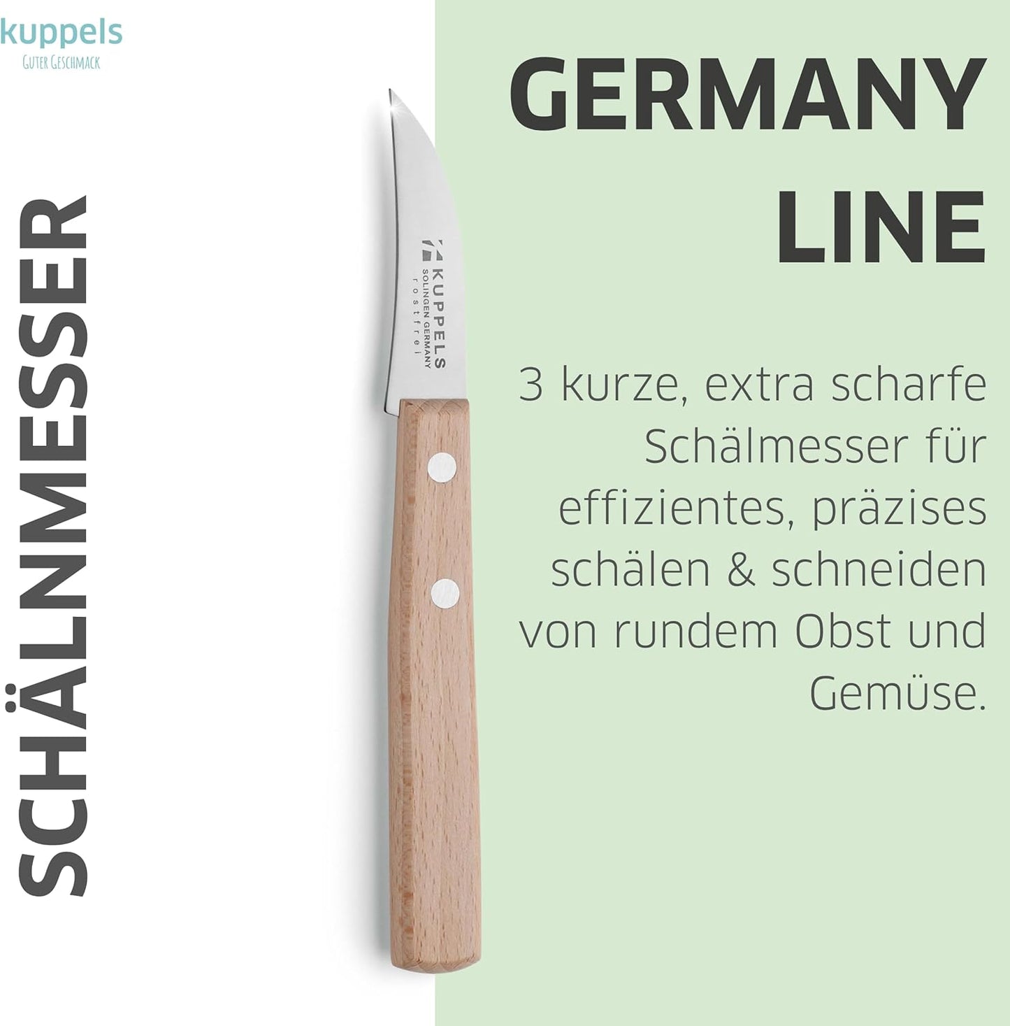 Schälmesser Set mit gebogenen Klingen, Gebogene Klinge