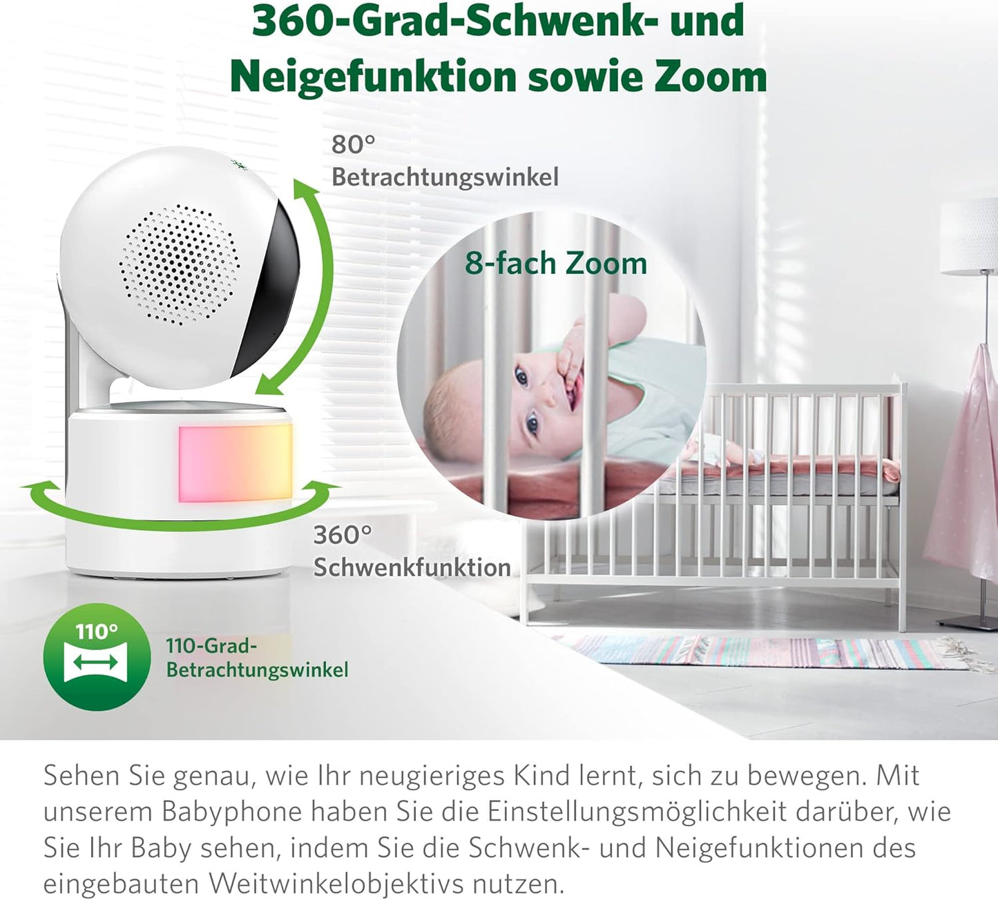 LF915HD Baby Monitor mit Kamera, 360° Pan-Tilt, 5" HD Display, LF915 5"HD Video