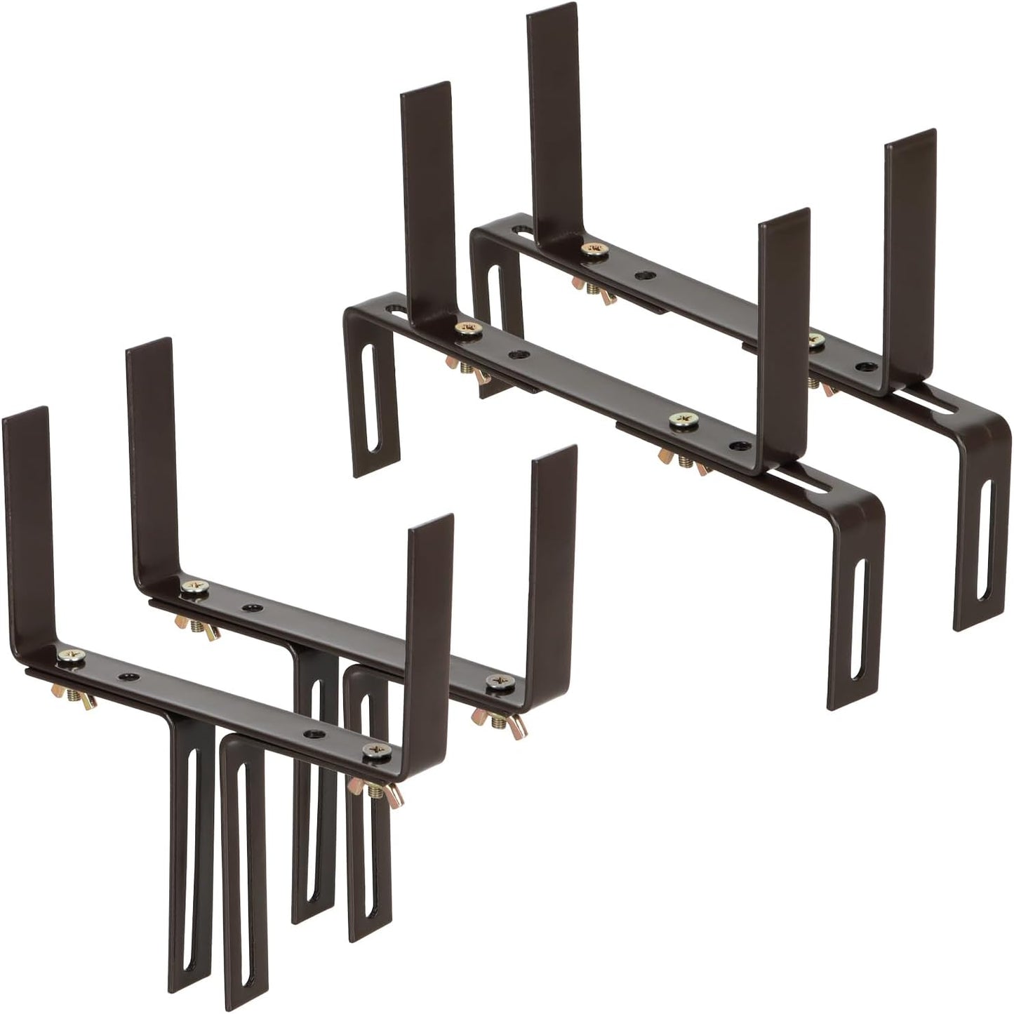 Verstellbarer Blumenkastenhalter für Balkon-Geländer, 4 Stück, 04 braun