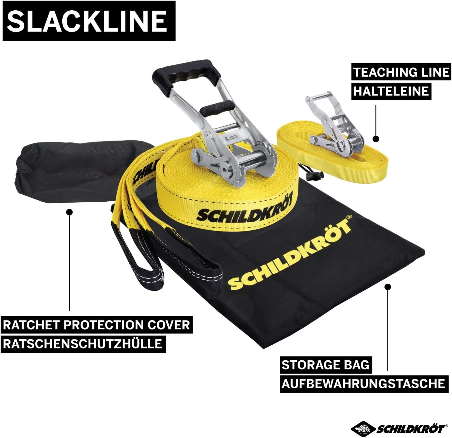 Slackline-Set 15m mit Teaching Line, Einheitsgrösse