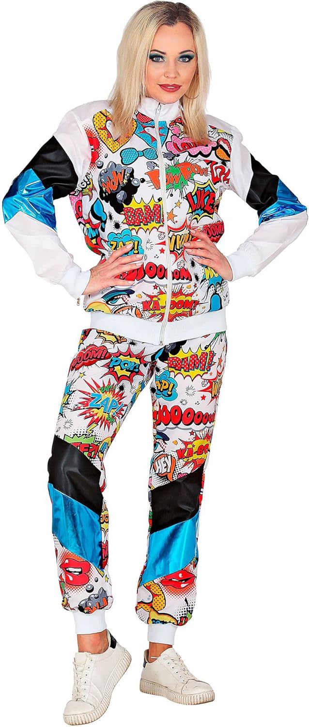 Kostüm Trainingsanzug im Retro Pop Art Stil, S Pop Art - Weiß
