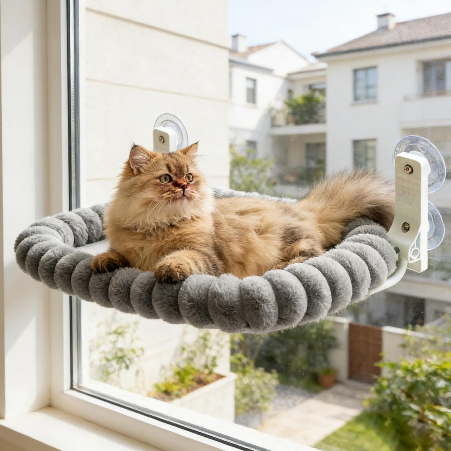 Fensterliege für Katzen, Grau