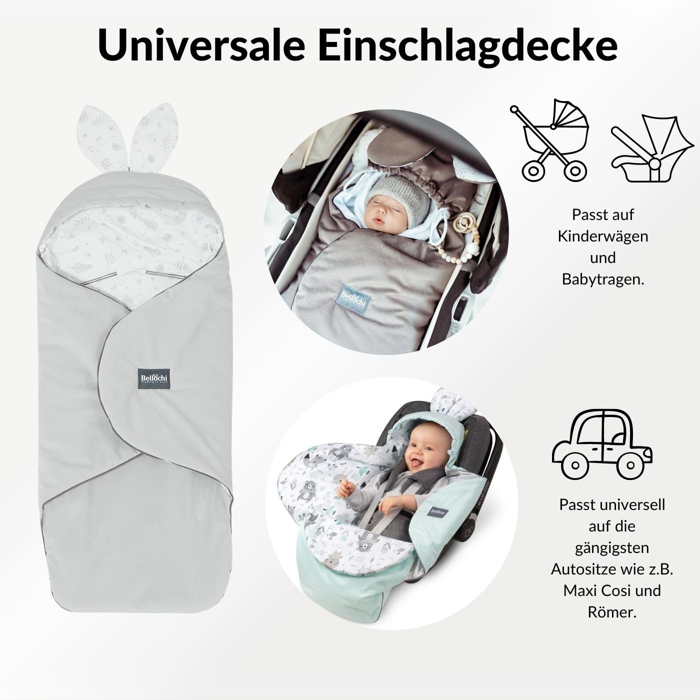 Baby Einschlagdecke mit Kapuze, Copse