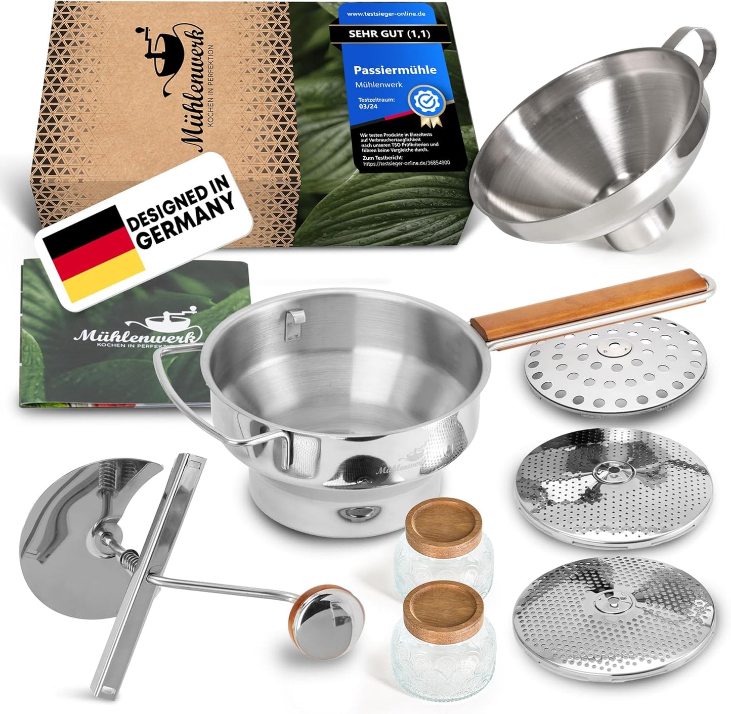 Passiermühle-Set, Mit Gläsern & Trichter
