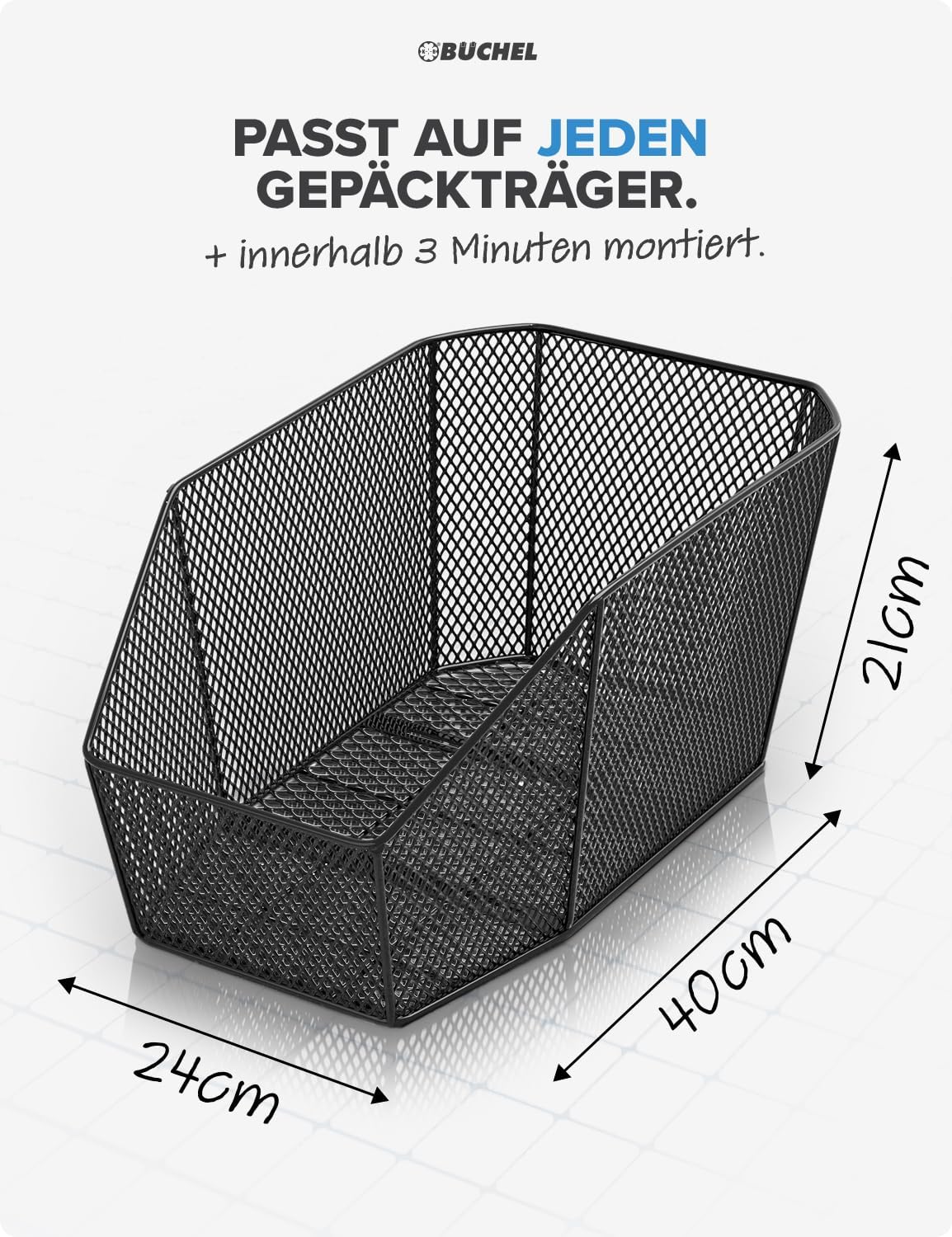 Fahrradkorb Jumbo Pro mit Regenschutz, XXL Jumbo Pro inkl. Regenschutz