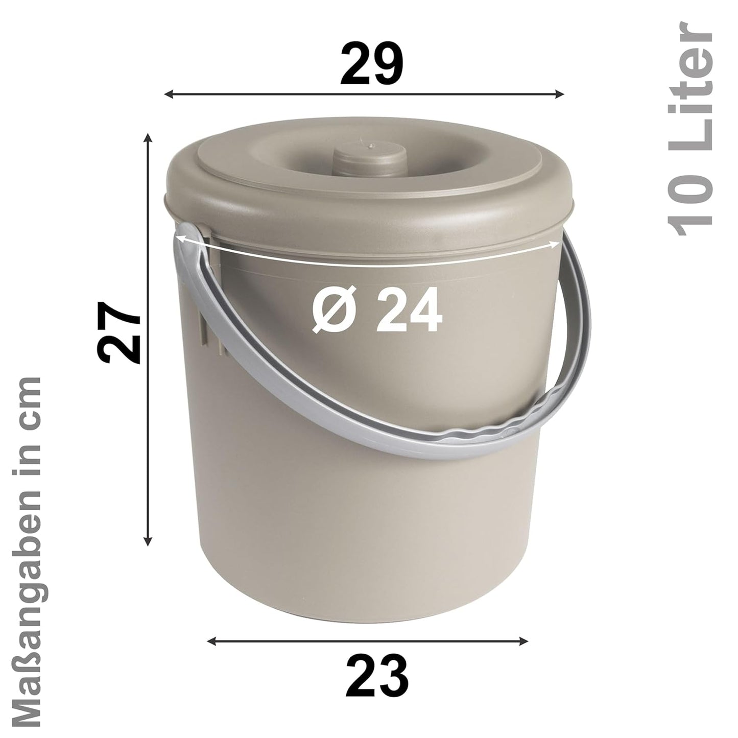 Mülleimer mit Deckel und Henkel (10 Liter), Braun 10 Liter