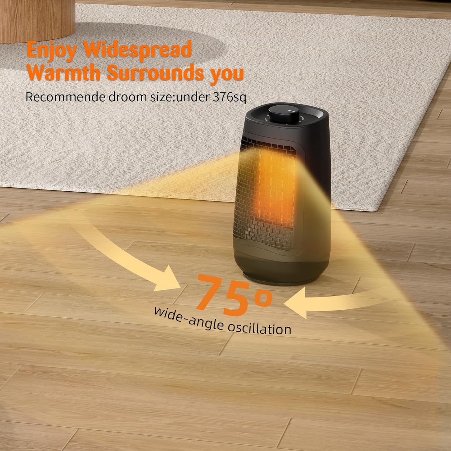 Heizlüfter mit Thermostat und Schwenkfunktion, X-Large Gelb